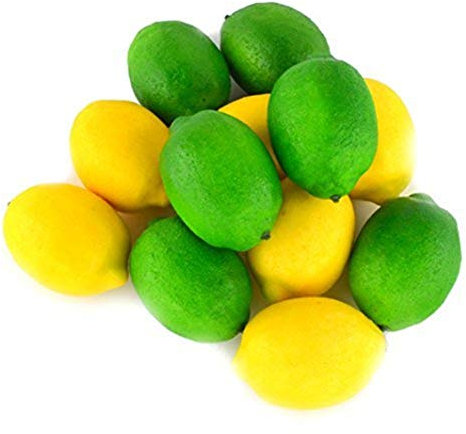 Ulalaza 12 Piezas de limón Artificial Modelo de Frutas Artificiales Realista Amarillo y Verde limón casa hogar Cocina Fiesta decoración Escritorio Ornamento