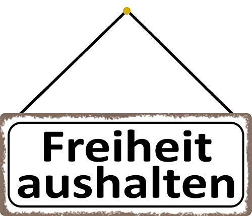 generisch Blechschild 27x10cm gewölbt mit Kordel Freiheit aushalten Deko Geschenk Schild