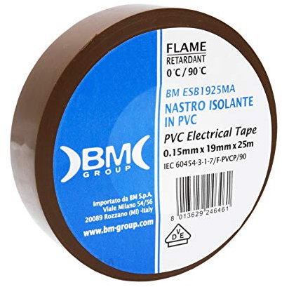 IROX BM ESB1925MAK10 - Cinta aislante marrón de PVC autoextinguible IEC ROS, 19 x 25 mm/m