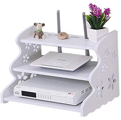 HAI+ Weißes schwimmendes TV-Regal, dreilagige Wandhalterung, WLAN-Router-Ständer, Set-Top-Box, Streaming-Media-Ausrüstungskoffer