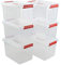 Uumitty 6-Pack 10 L Storage Box, Plastic Latch Bin with Handle, Clear Storage Organizer