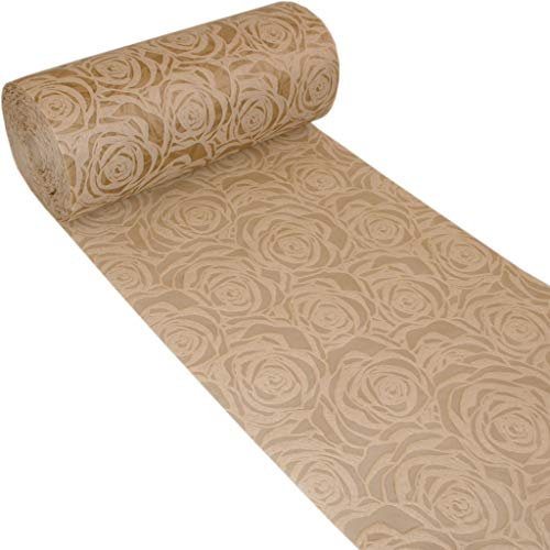 Dekoflor Tischband Tischläufer Tischdeko einzigartiges Rosen Design (Wasserfest, Lotuseffekt, samtige Oberfläche, 5 m Rolle, 30 cm Breite, 100% Nylon), Walnuss