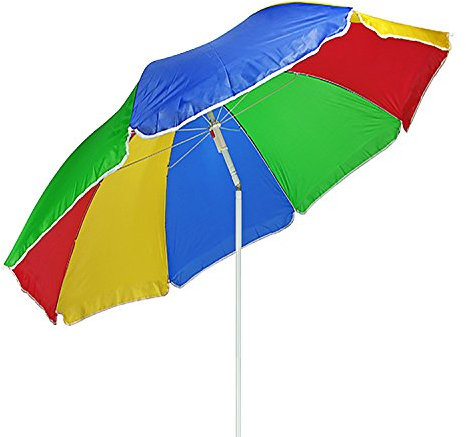 Mojawo Sonnenschirm Gartenschirm Höhenverstellbar Sonnenschutz rund Regenbogenfarben Ø225xH190cm inkl.Tasche