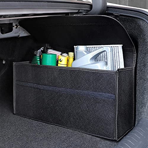 Vinsani Car Boot Organiser Bag Anti Slip Foldable for Boot Storage Case Tool Bag Carpet Solution Interior Declutter Boot Tidy Bag Organiser Tools - Suitable for All Vehicles - Black Large