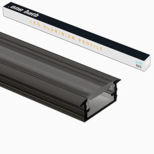.one-bath LED Aluprofil 2m am Stück l LED Alu Profile 1x2m schwarz I Aluminiumprofil für LED Stripes I Lichtleiste I Unterputz