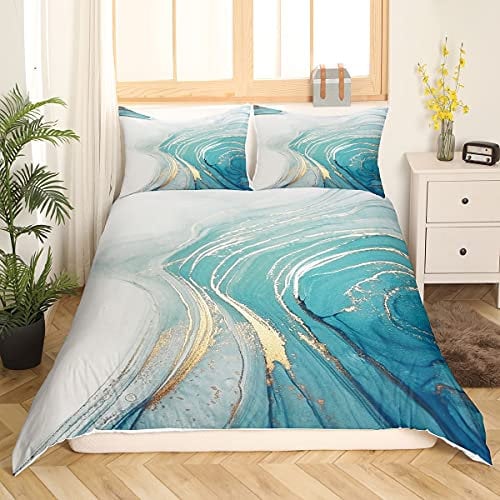 Loussiesd Marmor Bedruckte Bettbezug Set für Jungen Mädchen Erwachsene Marmor Muster Bettwäsche Set 135x200cm Abstrakte Kunst Bettwäsche Neuheit Modernes Marmor Design Dekor Mikrofaser 2 Stück