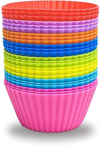 24 Stück Muffinförmchen Silikon, 8 Farben Mini cupcake förmchen, Wiederverwendbare Muffinformen aus hochwertigem Silikonformen, Silikon muffinförmchen bpa frei für Muffins und Cupcakes