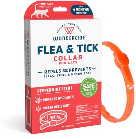 Wondercide Cat Collar - Flea, Tick, and Mosquito Repellent for Cats - with Natural Essential Oils - Pet and Family Safe - Up to 4 Months Protection