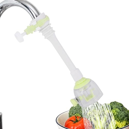 Wasserhahnverlängerung, Verstellbare 360° Schwenkbare Armaturverlängerung ABS Wassersparer Aufsatz 18cm für Küche Bad Duschraum