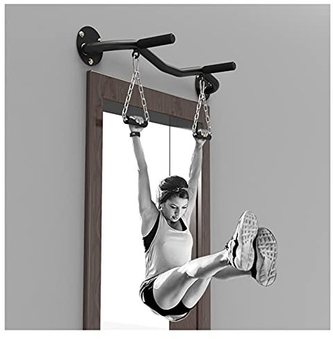 Klimmzugstangen Wand-Montage Stahl Klimmzugstange Fitness Horizontal Stange mit Gymnastikringen und Ösen Multifunktionales Fitnessgerät Sichere Belastung 300kg