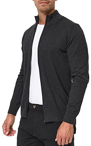 Indicode Herren Lau Strickjacke Zip-Pulli aus 80% Baumwolle mit Rollkragen | Klassischer Cardigan mit Stehkragen, Strickoberteil, Freizeitjacke, Strickjacke, Herrenjacke, Strickpullover für Männer