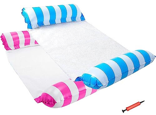2 Stück Aufblasbare Wasserhängematte, Luftmatratze Pool, 4 in1 Aufblasbare Hängematte Pool, Aufblasbar Hängematte für Erwachsene und Kinder (A)