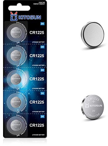 Kitosun CR1225 Batteria Bottone al Litio 3V - Pile 3 Volt cr 1225 Batterie Celle al Litio per Termometro Digitale Vicks Dispositivi Medici Portachiavi Auto Remote Orologi Calcolatori (5 pezzi)
