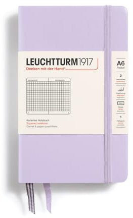 LEUCHTTURM1917 368148 Notizbuch Pocket (A6), Hardcover, 187 nummerierte Seiten, Lilac, Kariert