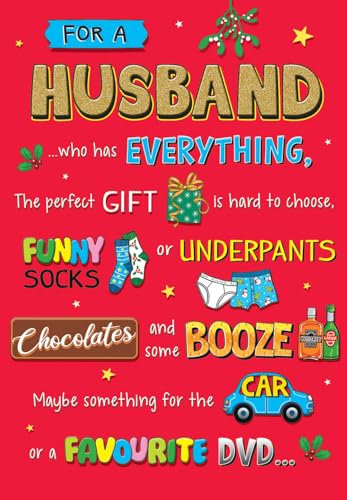 Regal Publishing Humorvolle Weihnachtskarte für Ehemann, tolles Geschenk – 22,9 x 15,2 cm – Piccadilly Greetings