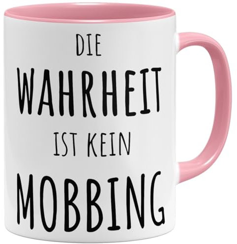 OM3® lustige Kaffee-Tasse mit Spruch - Die Wahrheit ist kein Mobbing - Sarkasmus Statement - Keramik Becher - 11oz 325ml - Beidseitig Bedruckt - Rosa