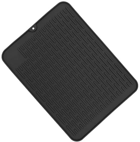 Zfseyuh Silikon Abtropfmatte für Küchenspüle Schwarze Geschirr Abtropfmatte Spülbecken Abtropfmatte Hitzebeständig und Rutschfest für Küche 40 x 30 cm