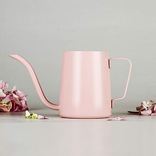 OQHAIR Cafetera Hecha a Mano de Boca Larga, cafetera de Goteo, Juego de cafetera de Boca Fina, cafetera de Acero Inoxidable para el hogar (Color: Rosa, tamaño: 10.1 FL oz) (Rosa 10.1 FL o