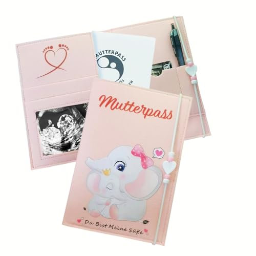 Mutterpasshülle aus Filz,Premium Mutterpasshülle,Mutterpass Hülle Ultraschallbilder Aufbewahren,U Heft Hülle und Impfpass Personalisiert - Geschenk für Schwangere & Werdende Mütter (Rosa)