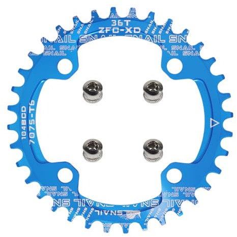 yongness Fahrradkettenblatt 104 BCD 32T 34T 36T 38T schmales breites Einzelkettenblatt, Ritzel geeignet für Rennräder, Mountainbikes, BMX-Kettenblätter (Blau 36T)
