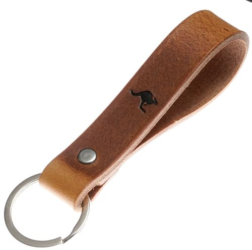 ELBERCRAFT® Schlüsselanhänger Leder Känguru der Schlüssel Organizer für deine Schlüsseltasche keychain made in Germany braun Gravur schwarz