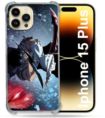 Cokitec Verstärkte Schutzhülle für iPhone 15 Plus (6,7 Zoll), Manga Solo Leveling Sung Schwert