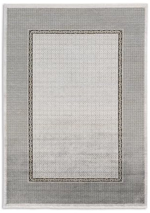 Astra Hochwertiger Teppich Wohnzimmer, Schlafzimmer - Kurzflorteppich weich - Flachgewebe orientalische Muster - modernes Design - Teppich Silber 160x230 cm