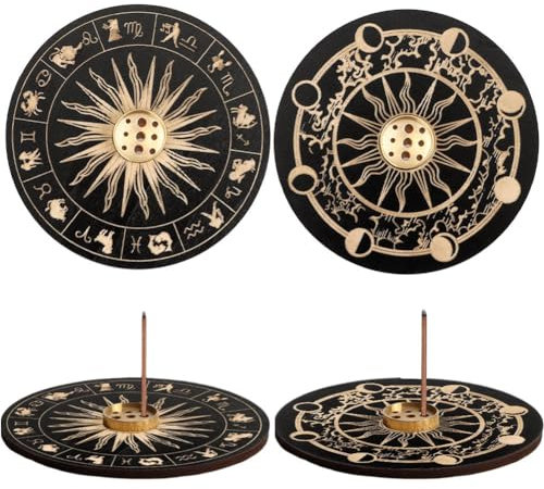 Porte Encens avec Récupérateur de Cendres 2pcs Bol à Encens Rond en Bois Utilisé pour la Décoration de la Maison Méditation Yoga Aromathérapie