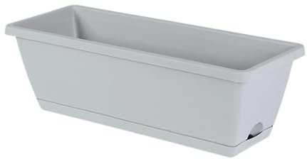 Ronyme Pot de Fleurs Rectangulaire, Jardinière de Fleurs en Plastique avec Trou de Drainage, Pot de Plantes de Grande Taille pour Rebord de Fenêtre, 36x19x15cm, Gris Clair