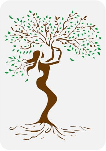FINGERINSPIRE Pochoir D'Arbre De Femme Pour Peindre 21x29.7cm Modèle De Dessin D'Arbre De Vie Arbre Femme Grace Motif Pochoir De Peinture Modèle De Thème De Plante Creuse Pour Les Projets De Bricolage
