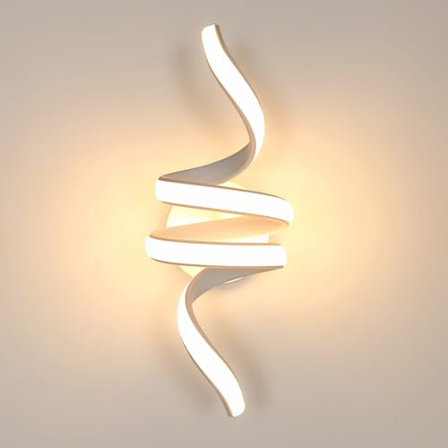 SENQIU 24W LED Wandleuchte Innen Modern, Wandlampe LED Kreative Design, 3000K Warmweiß Wandbeleuchtung Innen für Schlafzimmer Wohnzimmer Treppenhaus Flur Küche, Weiß