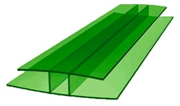 H-Profil Polycarbonat 1000mm Grün 6mm – Stegplatten Verbinder für Doppelstegplatten | Hohlkammerplatten Verbindungsprofil für Gewächshaus & Überdachungen