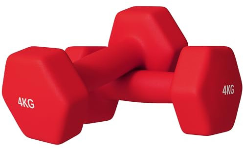 SPORTNOW 2 Stück Sechskant-Hanteln mit rutschfestem Griff für das Training zu Hause, 2 x 4 kg, Rot