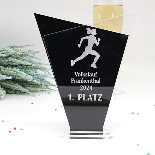 Generisch Personalisierte Moderne edle Trophäe, personalisierter eigener Text oder Logo, transparentes und farbiges Acryl - Medaille - Pokal - Auszeichnung 265x195 mm