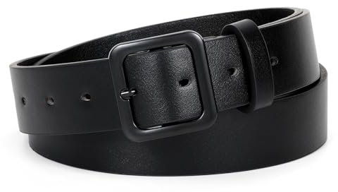 XZQTIVE Damen Ledergürtel für Jeans Hosen Kleider Mode Damen Schwarzer Gürtel mit quadratischer Schnalle