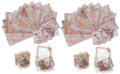 Tofficu 2 Sets Taschen Materialpaket Retro Aufkleber DIY Planer Aufkleber DIY Fotoalbum Aufkleber Kunstaufkleber Ästhetische Washi Aufkleber Materialaufkleber Planeraufkleber
