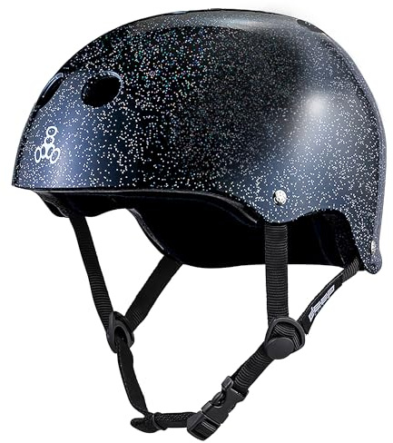 Triple Eight Deep Cover Helmet – Ideal for Skateboarding, Cycling, BMX, and Roller Skating - Small/Medium - Black Glitter