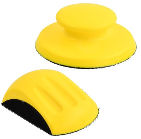 2 Pack Velcro Sanding Block, 5 Inch Velcro Hand Sanding Block, 125mm Mouse and Hat Sanding Discs, Sanding Block for Woodworking, Furniture Restoration, Automotive Body