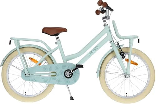 AMIGO Bella - Kinderfahrrad - 18 Zoll - mit Handbremse, Rücktritt, Lenkerpolster und Kickstand - ab 6-7 Jahre - Grun