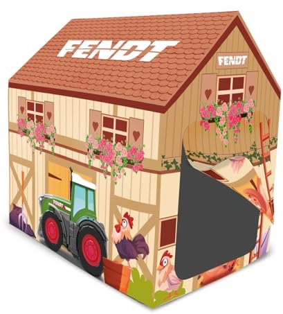 Fendt Spielzelt Bauernhof - Offiziell lizenziert, Indoor geeignet, Zelt mit Türöffnung, einfache Montage durch zusammensteckbare Elemente, platzsparend demontierbar