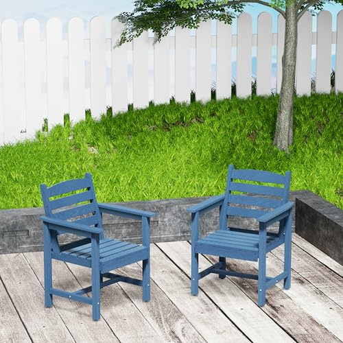 UEV Gartenstuhl mit Armlehne, Balkonstuhl, Terassenstuhl wetterfest HDPE 61x57x85cm Blau