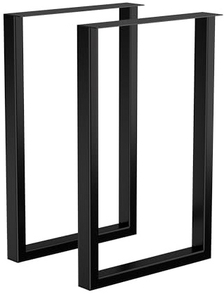 Goyappin Tischbeine aus Stahl, 71,1 cm hoch, 45,7 cm breit, robust, 7,9 cm breit, quadratisch, 71,1 x 45,9 x 7,9 cm, schwarz, industrieller Landhausstil, Metall-Esszimmerbeine