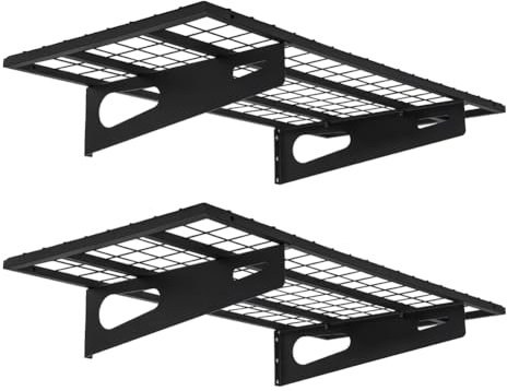 BHKERUZ Scaffali da Garage a 2 Pezzi, 93 x 63 cm, Montaggio a griglia, capacità di carico Massima di Circa 300 kg, Ripiani sospesi