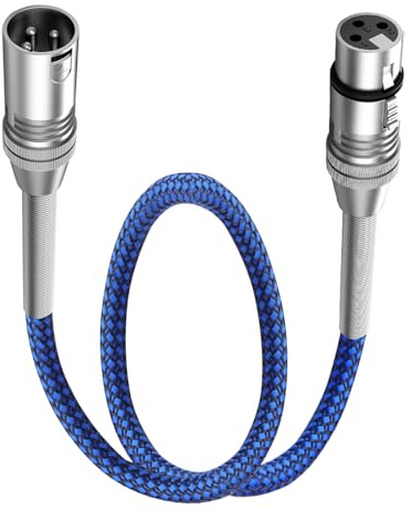 LANMINGLEL XLR Kabel,3 Pin XLR Mikrofonkabel,Metallfeder XLR Stecker auf Buchse kabel,für Studioaufnahmen, Audiomixer, Bühnenbeleuchtung, blau (0.5M)