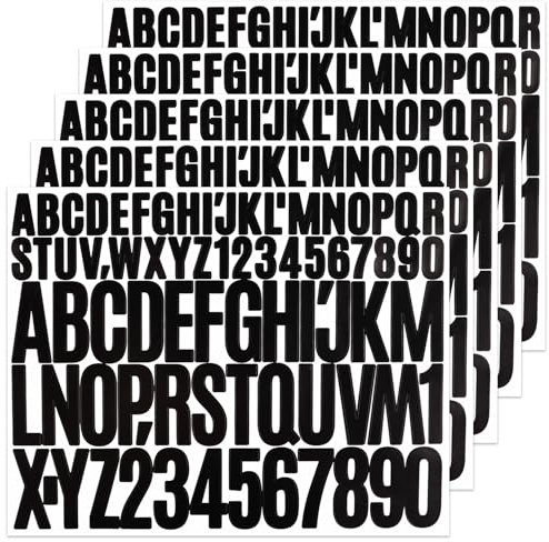 BINLINHONGO 390 Alphabet Number Stickers, 5 Sheets 1 Inch & 2 Inches Self-Adhesive Vinyl Letter Sticker Decals for Scrapbook, Water Bottles, Door, Mailbox, Gift Decor - Black