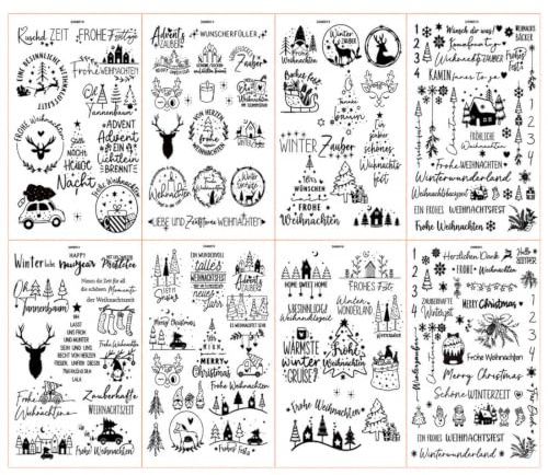 HQRKOTM 8 Stück Kerzentattoos Weihnachten, kerzen folie weihnachten, kerzenaufkleber,Tattoo, kerzentatoos weihnachten,aufkleber, für Kerzen/Keramik(B).