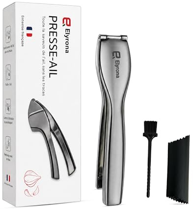 Elyrona - presse ail professionnel - hachoir manuel & écrase ail - garlic press - garlic crusher - coupe - rape - eplucheur - mini hachoir - gratte - presse purée - kitchen gadget - ustensiles cuisine