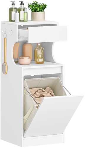 Hzuaneri Bathroom Cabinet with Laundry Basket, Drawer and Removable Hamper