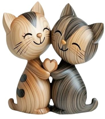 Süß Katzen Deko Figuren Holz, 1Paar Tierische Büro Dekoration Schreibtisch Lustig, Katzenschild Tischdekoration Für Tisch Haustierliebhaber Geburtstag Weihnachten