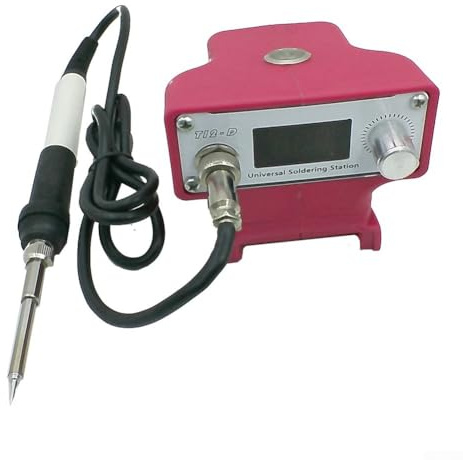 Akku-Lötkolbenstation 70W mit T12-D Spitze für 18V Li-Ion Akku, einstellbar bis 480°C, Digitalanzeige mit Auto Sleep, Rot